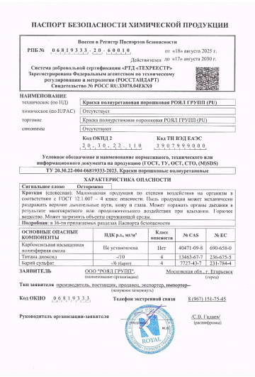 Паспорт PU